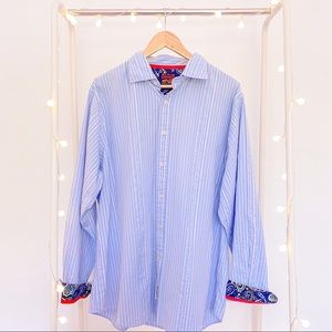 CREMIEUX Blue Striped Long Sleeve Dress Shirt 2XL